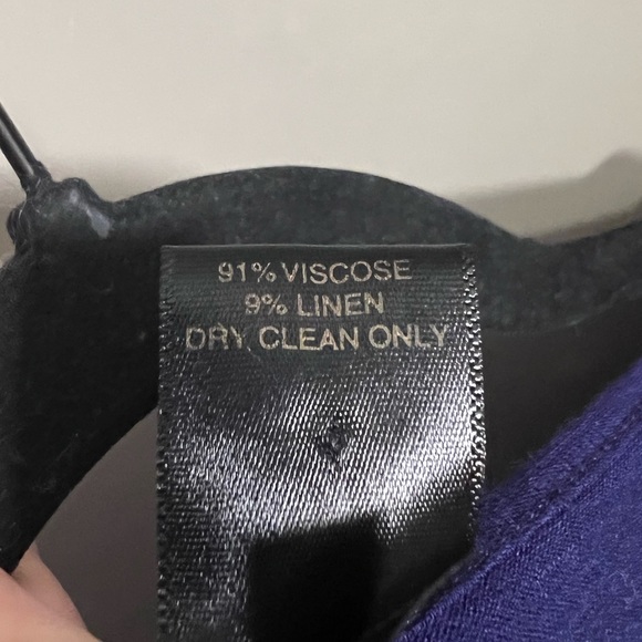 Peruvian Connection Indigo Blue Gathered Neck Sleeveless Tunic Small Linen Blend - Picture 6 of 7